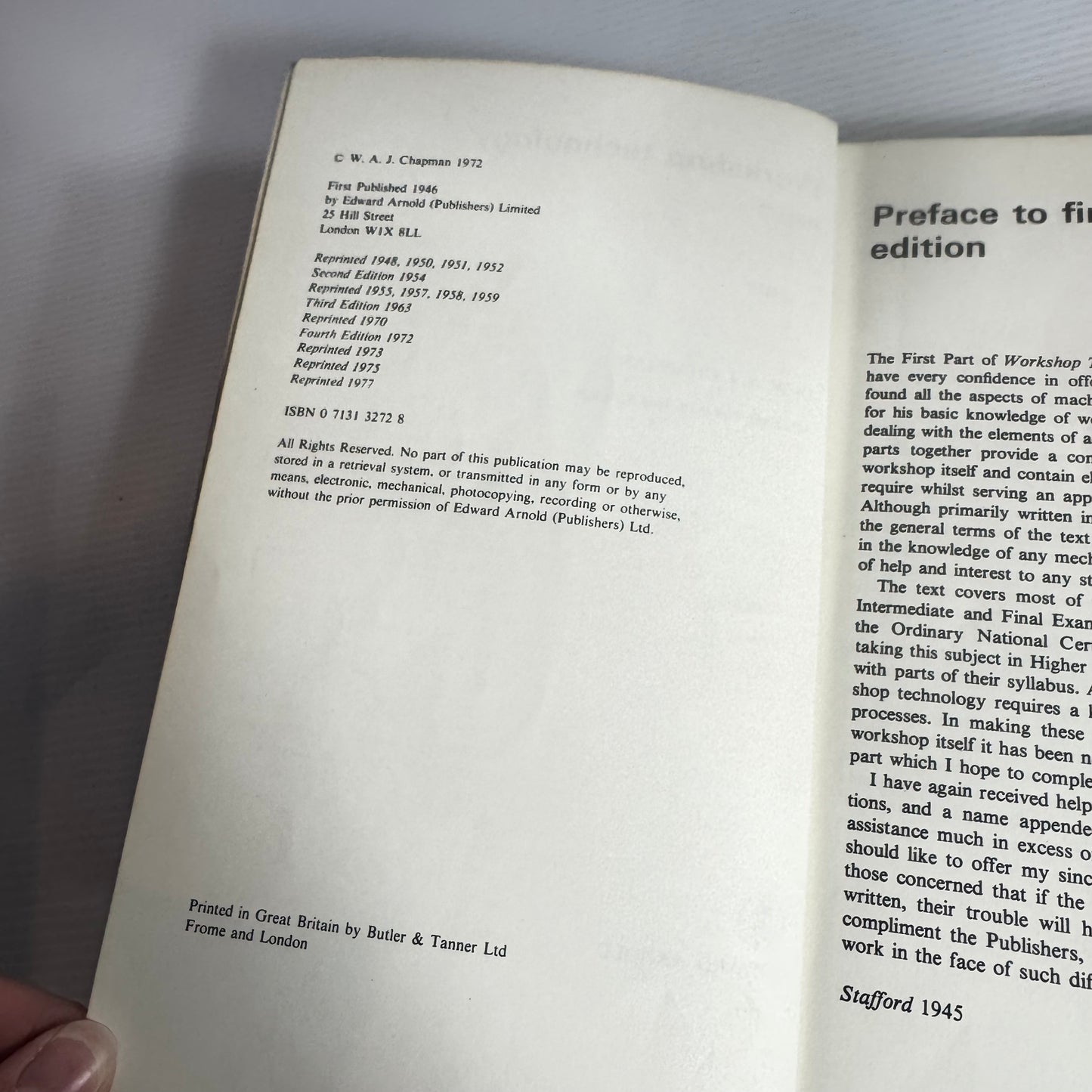 Workshop Technology Part 2 (4th edition) - W. A. J. Chapman (Vintage 1977)