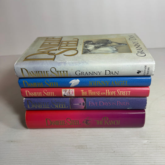 Danielle Steel Hardcover Book Bundle x 5 : The House on Hope Street, Johnny Angel, Granny Dan, Five Days in Paris, The Ranch (2826)