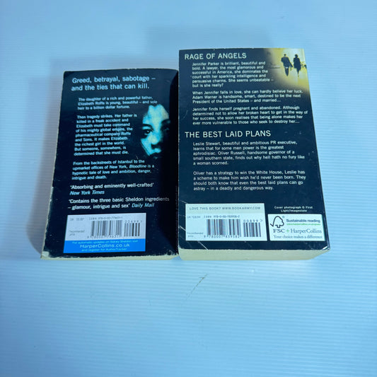 Sidney Sheldon Bundle x 2 Books 3 x Stories : Rage of Angels, The Best Laid Plans, Bloodline (3464)