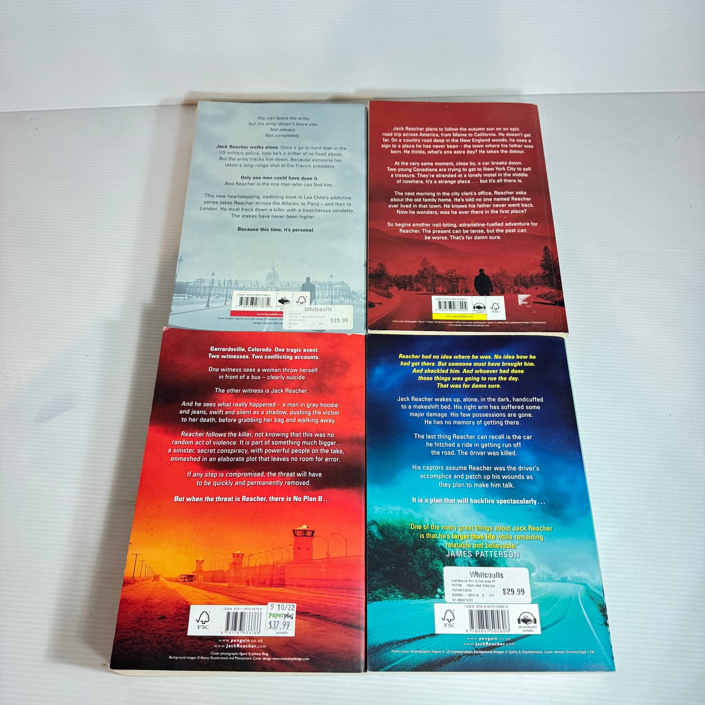 Lee Child Jack Reacher Book Bundle x 4 (2401)