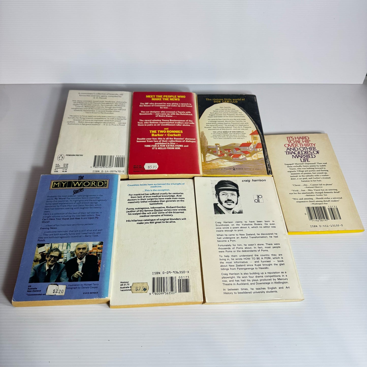 Vintage English Humour Book Bundle x 7 Books : Various Authors (1971-1984) (2239)