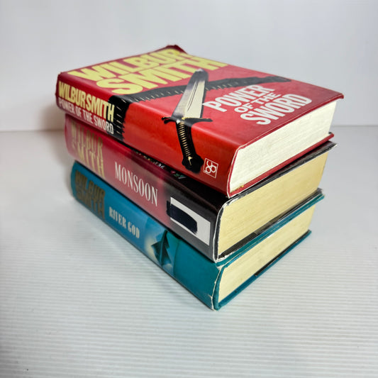 Wilbur Smith Book Bundle x 3 Books : Power of the Sword, Monsoon, River God (2522)