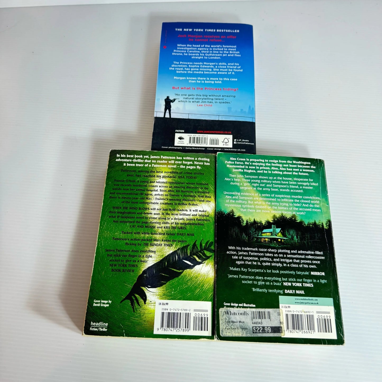 James Patterson Book Bundle x 3 Books : Private Princess, When the Wind Blows, & Four Blind Mice (518)