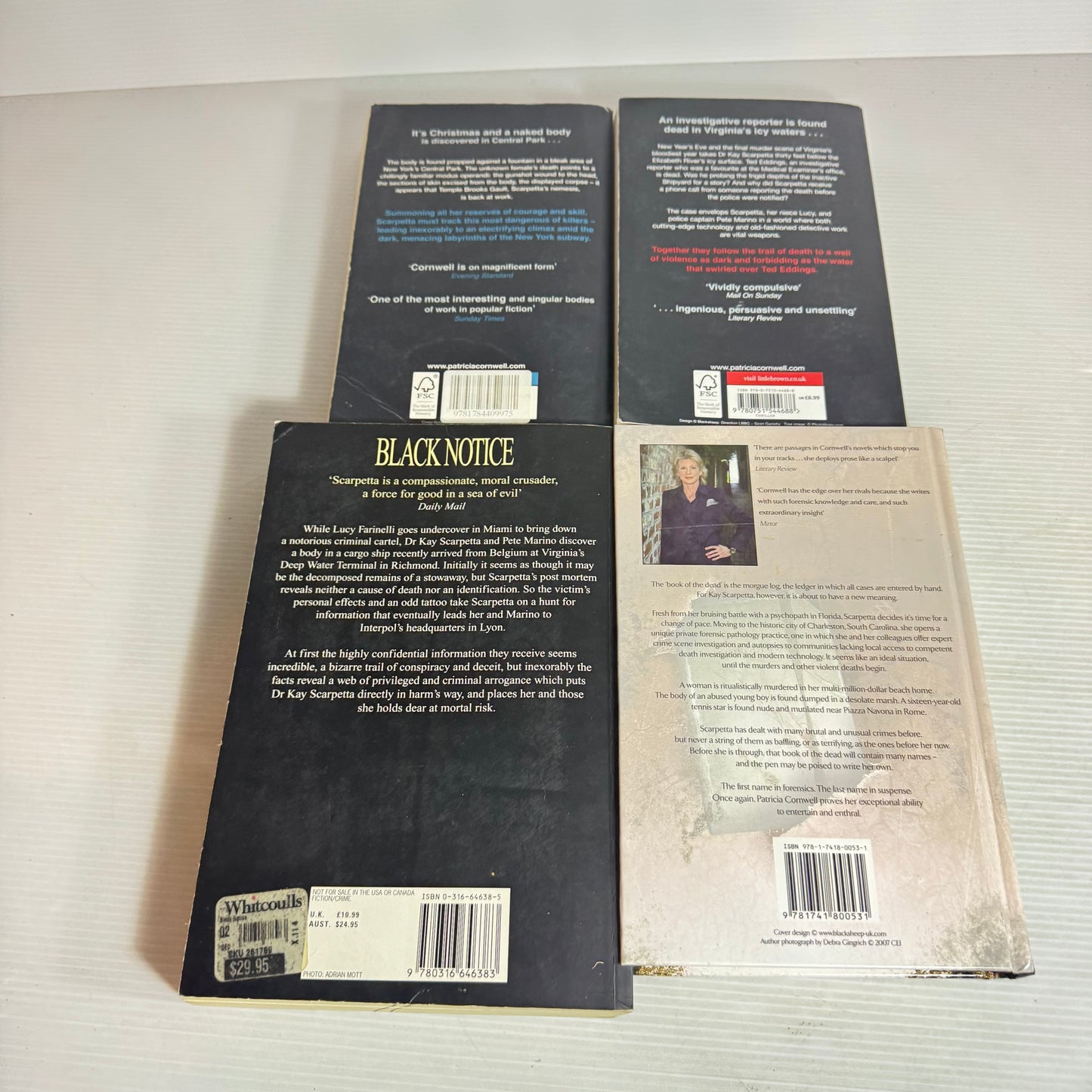 Patricia Cornwell Book Bundle x 3 : From Potter's Field, Cause of Death, Book of The Dead, Black Notice (3000)
