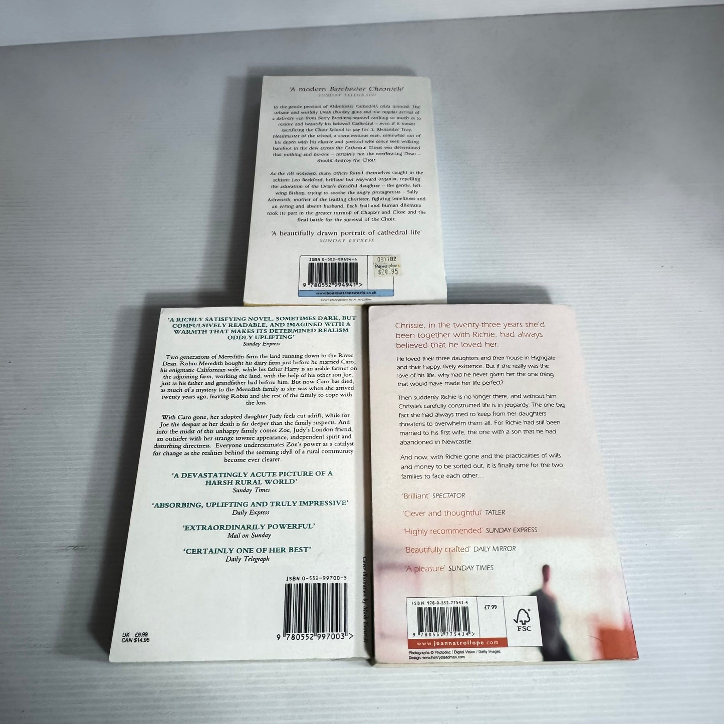 Joanna Trollope Book Bundle x 3 Books : The Choir, Next of Kin, The Other Family (2500)