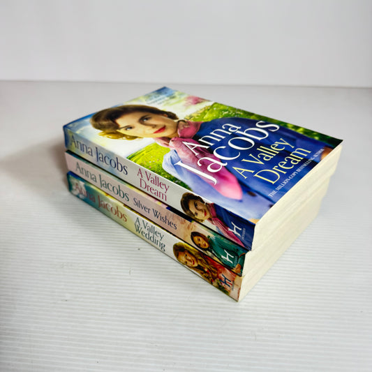 Anna Jacobs Historical Romance Book Bundle x 3 Books : A Valley Dream, A Valley Wedding, Silver Wishes(2482)