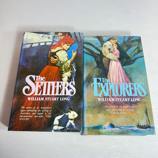 William Stuart Long Vintage Book Bundle x 2 : The Explorers & The Settlers (2814)