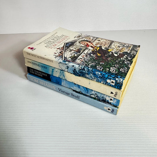 Tom Sharpe Humorous Book Bundle x 4 Books : Ancestral Vices, The Throwback, The Wilt Alternative, Vintage Stuff (Vintage 1980's) (2151)
