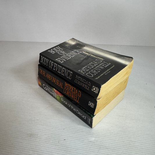 Patricia Cornwell Book Bundle x 3 Books : Body of Evidence, Cruel and Unusual, Book of the Dead (2594)