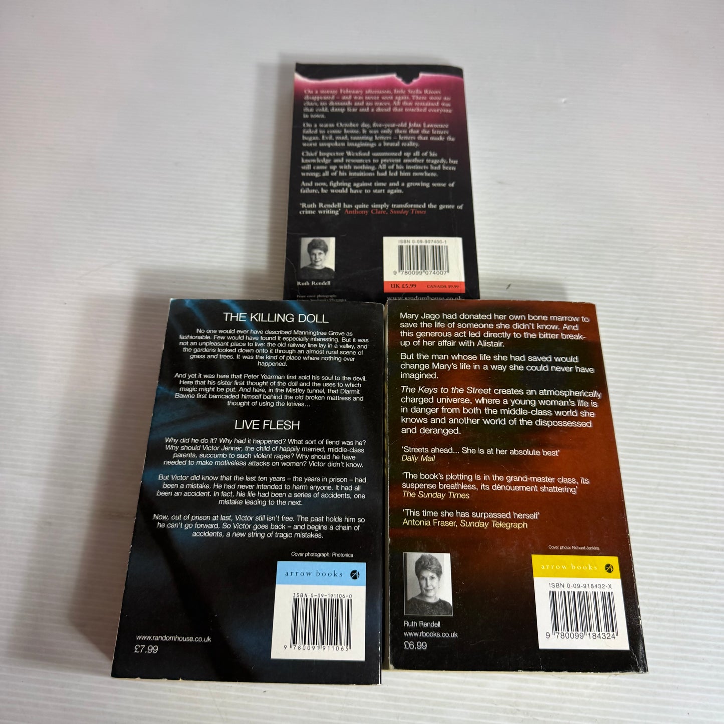 Ruth Rendell Book Bundle x 3 : No More Dying Then, The Keys To The Street, The Killing Doll & Live Flesh(2953)