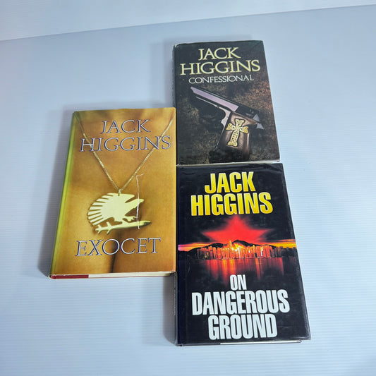 Jack Higgins Book Bundle x 3 : Confessional, on Dangerous Ground, Exocet (3079)