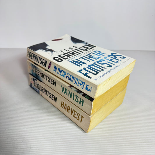 Tess Gerritsen Book Bundle x 3 : In Their Footsteps, Vanish, Harvest (2480)