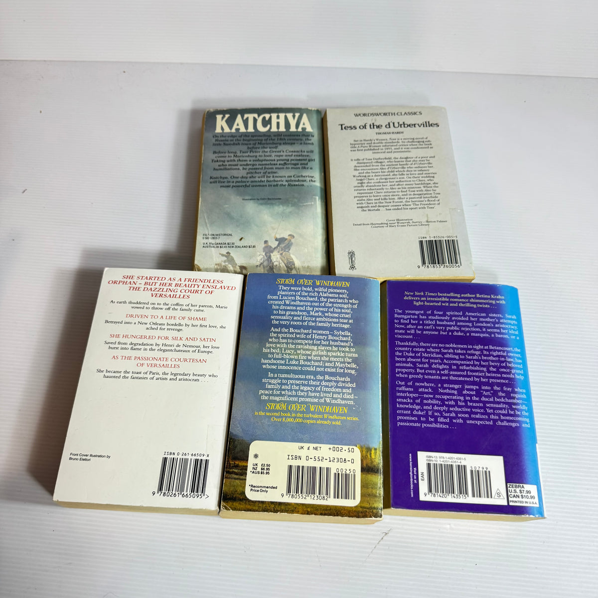 Historical Romance Bundle x 5 : Anyone But a Duke - Betina Krahn, Katchya - Jessica March, Tes of the D'Urbervilles - Thomas Hardy, Storm Over Windhaven - Marie De Jourlet, The Image and the Dream - Chloe Gartner(3411)