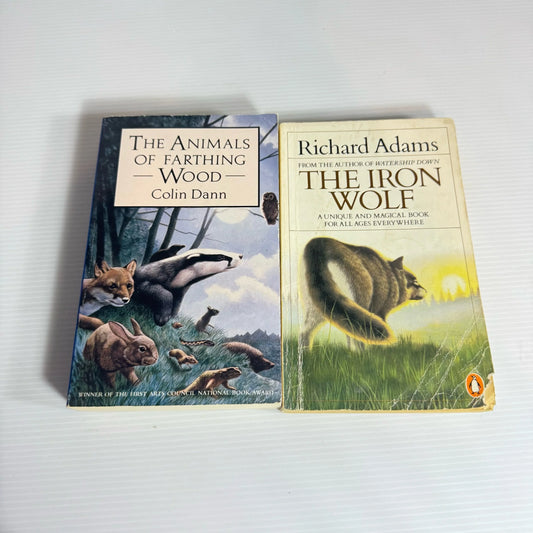Animal Themed Fiction Book Bundle x 2 Books : The Iron Wolf - Richard Adams & The Animals of Farthing Wood - Colin Dann (2143)