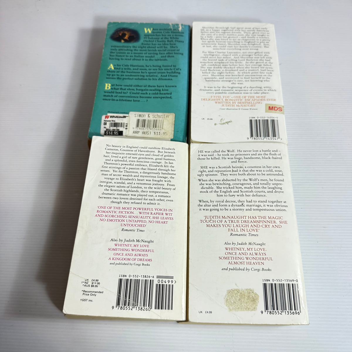 Judith McNaught Bundle x 4 : Remember When, Until You, A Kingdom of Dreams, Almost Heaven (3409)