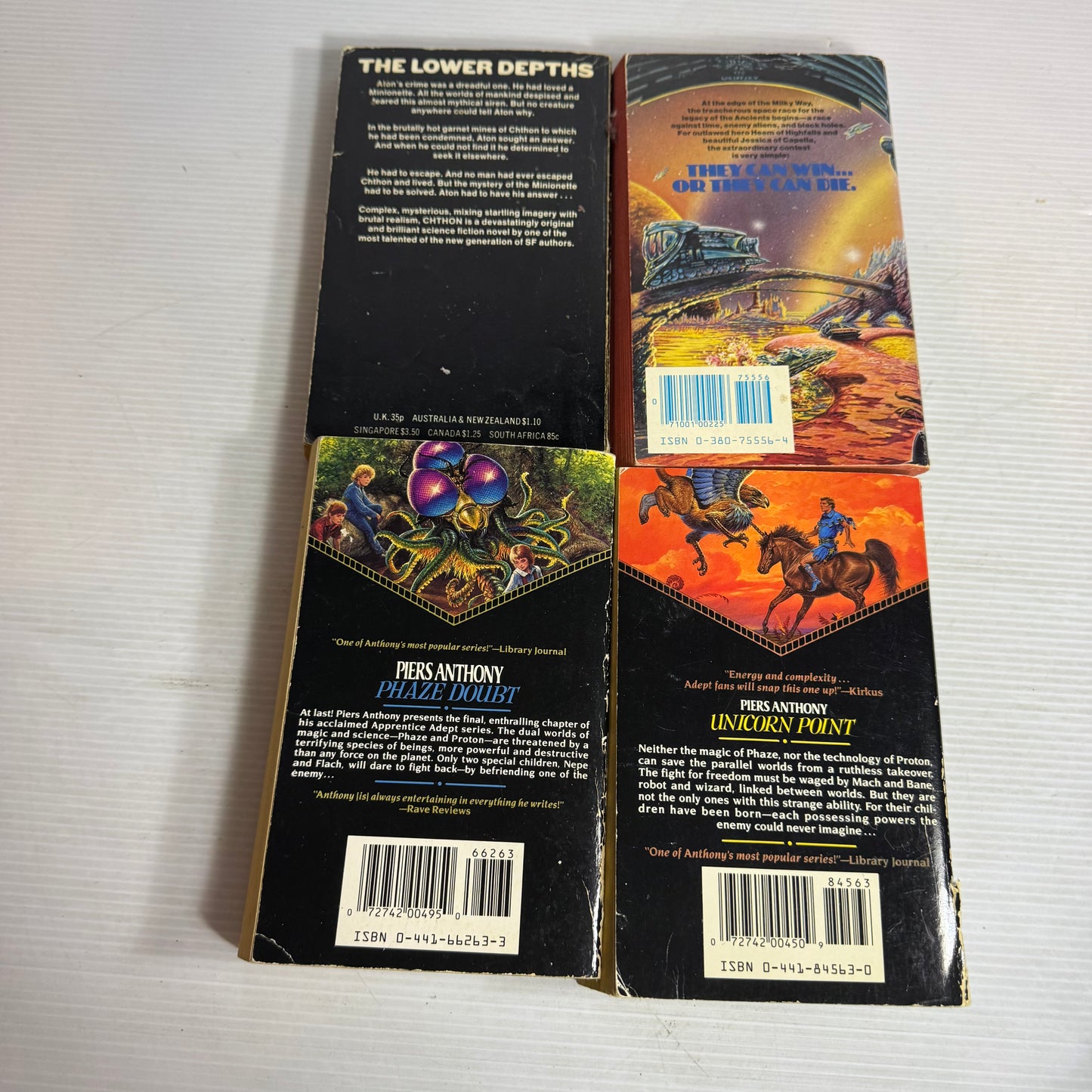 Piers Anthony Vintage Science Fiction Bundle x 4 : Chthon, Phaze Doubt, Thousand-Star, Unicorn Point(2949)