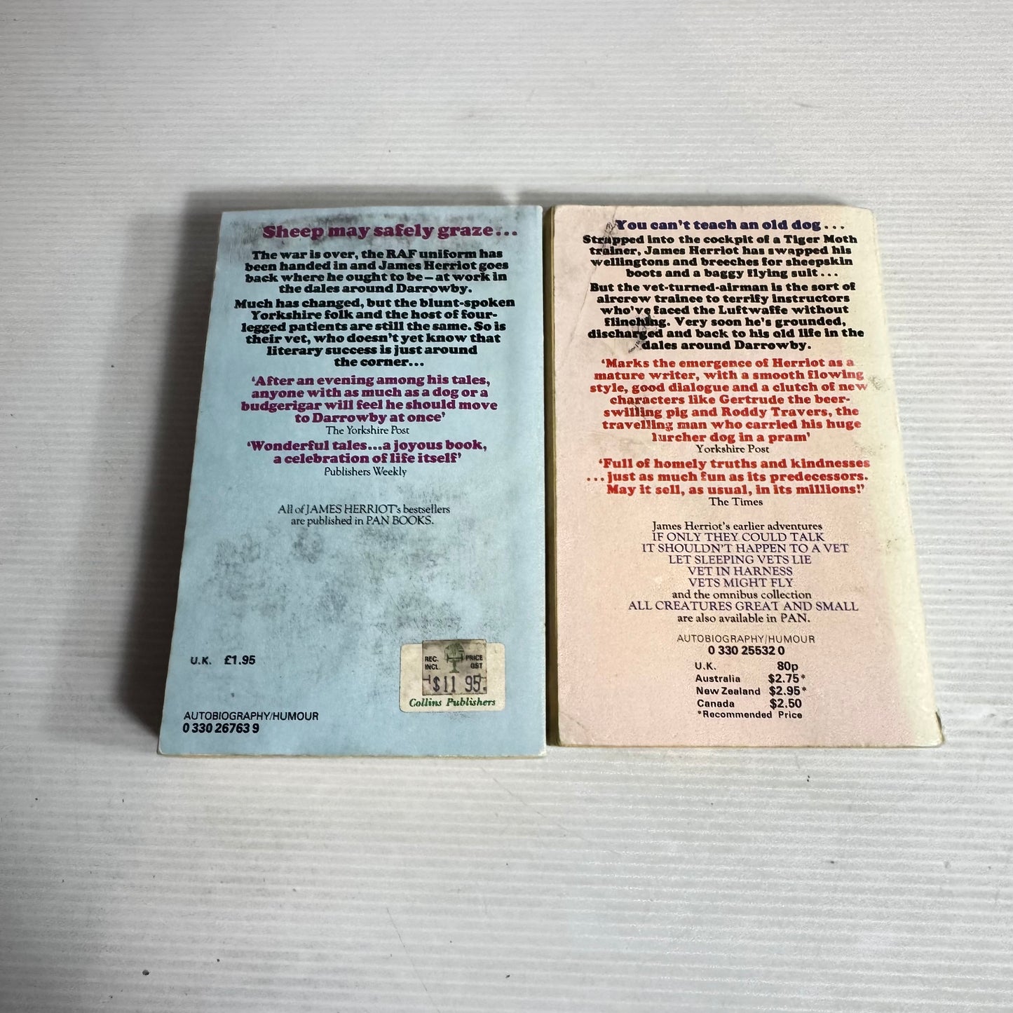 James Harriot Vintage Book Bundle x 2 - Vet In A Spin (1977) & The Lord God Made Them All (1982)(2837)