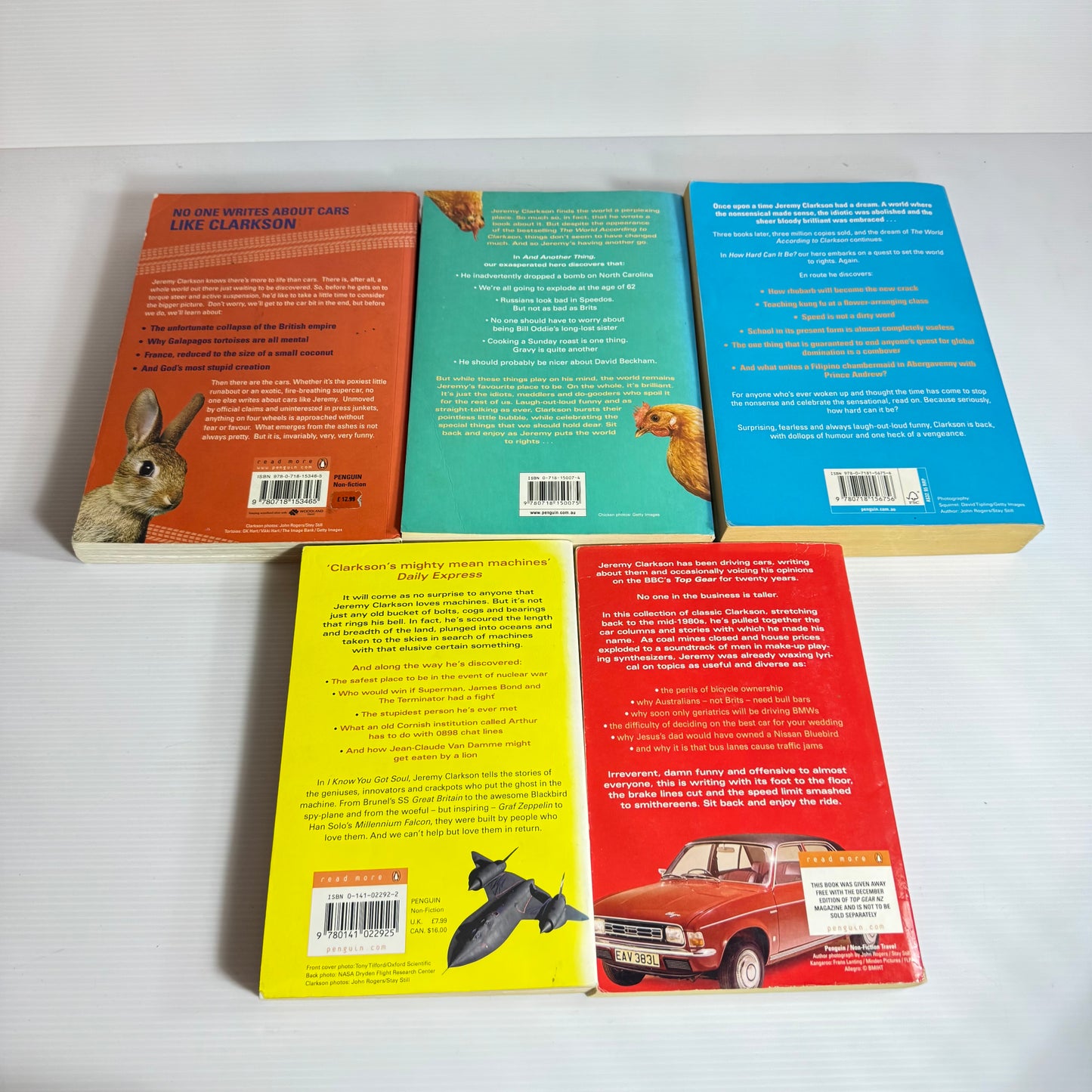 Clarkson Book Bundle x 5 Books : Clarkson on Cars, I Know You Got Soul, Don't Stop Me Now, How Hard Can it Be? & The World According to Clarkson Vol. 2(3188)