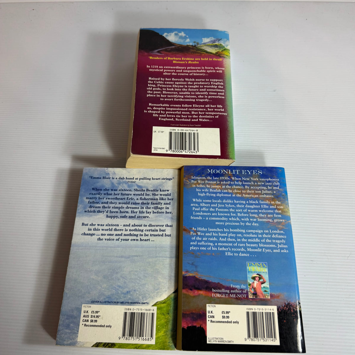 Barbara Erskine Bundle x 3 : Child of the Phoenix, This Side of Heaven, Moonlit Eyes (3453)