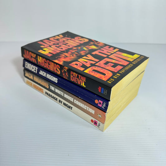 Jack Higgins Book Bundle x 4 : Pay the Devil, The White House Connection, Exocet, Passage By Night (3086)