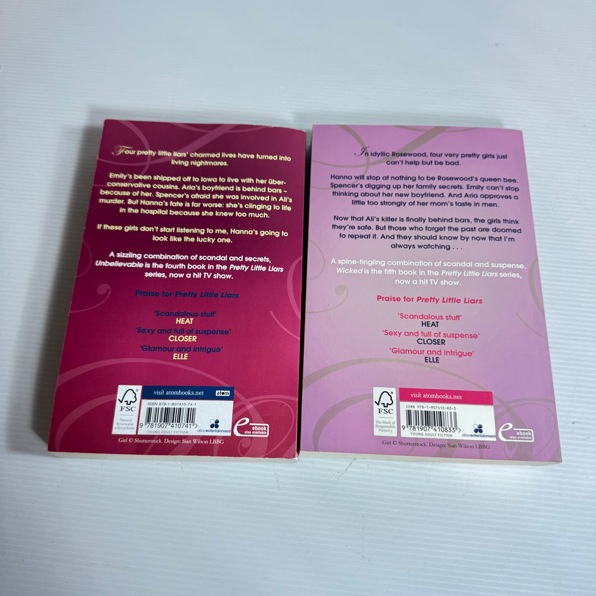 Sara Shepard Pretty Little Liars Bundle x 2 : Unbelievable & Wicked (3469)