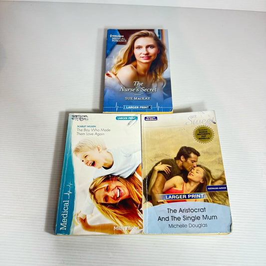 Mills & Boon Medical & Sweet LARGE PRINT Book Bundle x 3 Books (2369)