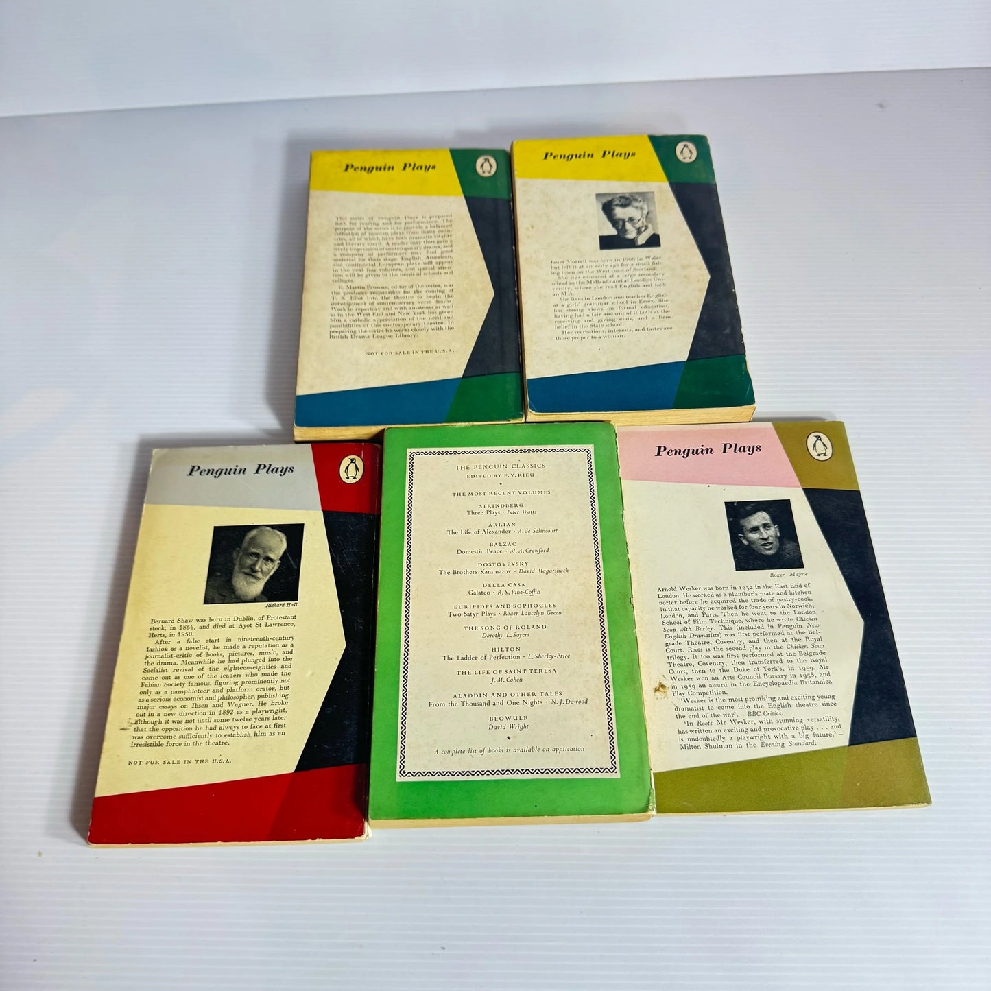 Vintage Penguin Play Book Bundle x 5 Books 14 x Plays : Various Playwriters (1957-1958) (2219)