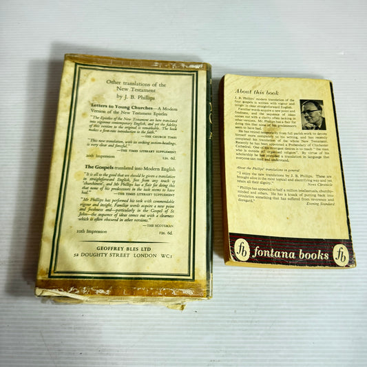 J.B. Phillips Vintage Book Bundle x 2 : The Young Church in Action & The Gospels in Modern English (1959)(2876)