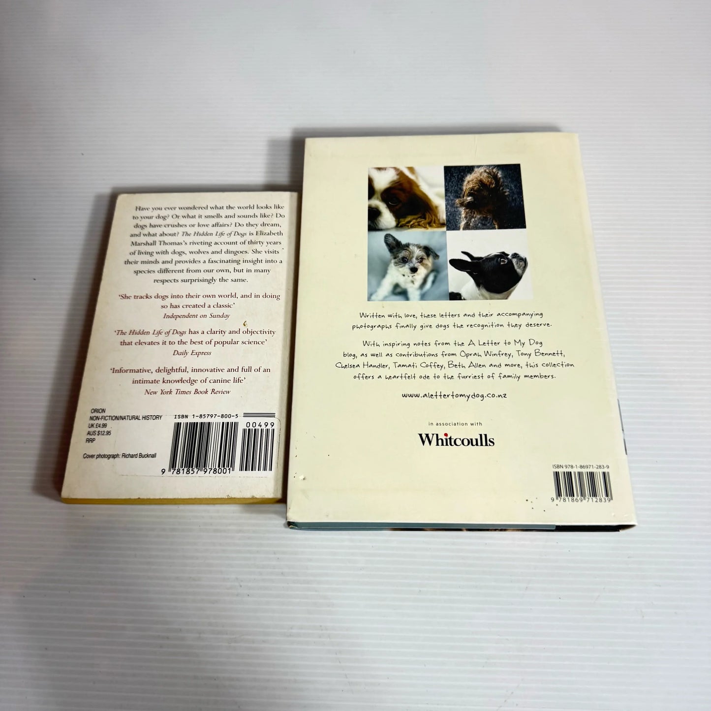 Dog Lovers Book Bundle x 2 Books : The Hidden Life of Dogs & My Letter to My Dog (2281)
