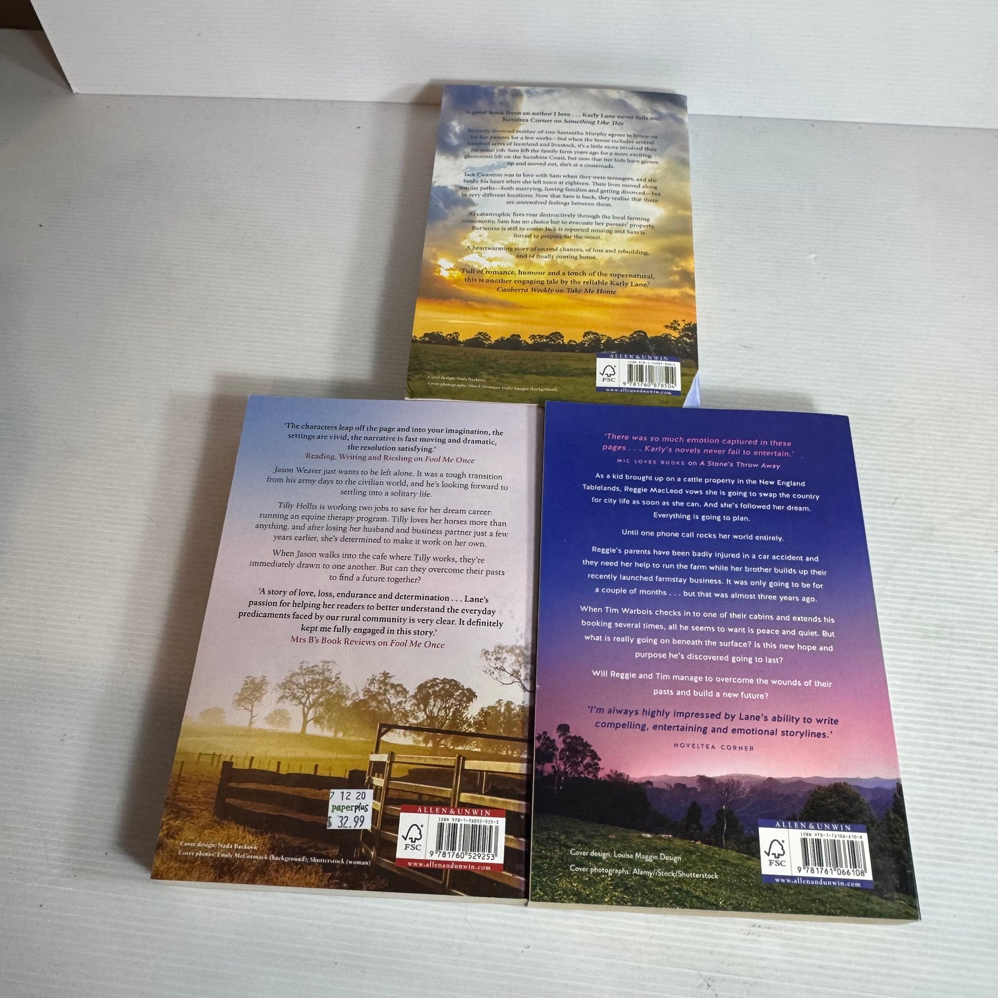 Karly Lane Book Bundle x 3 : Once Burnt, Twice Shy, Something Like This, Wish You Were Here(2893)