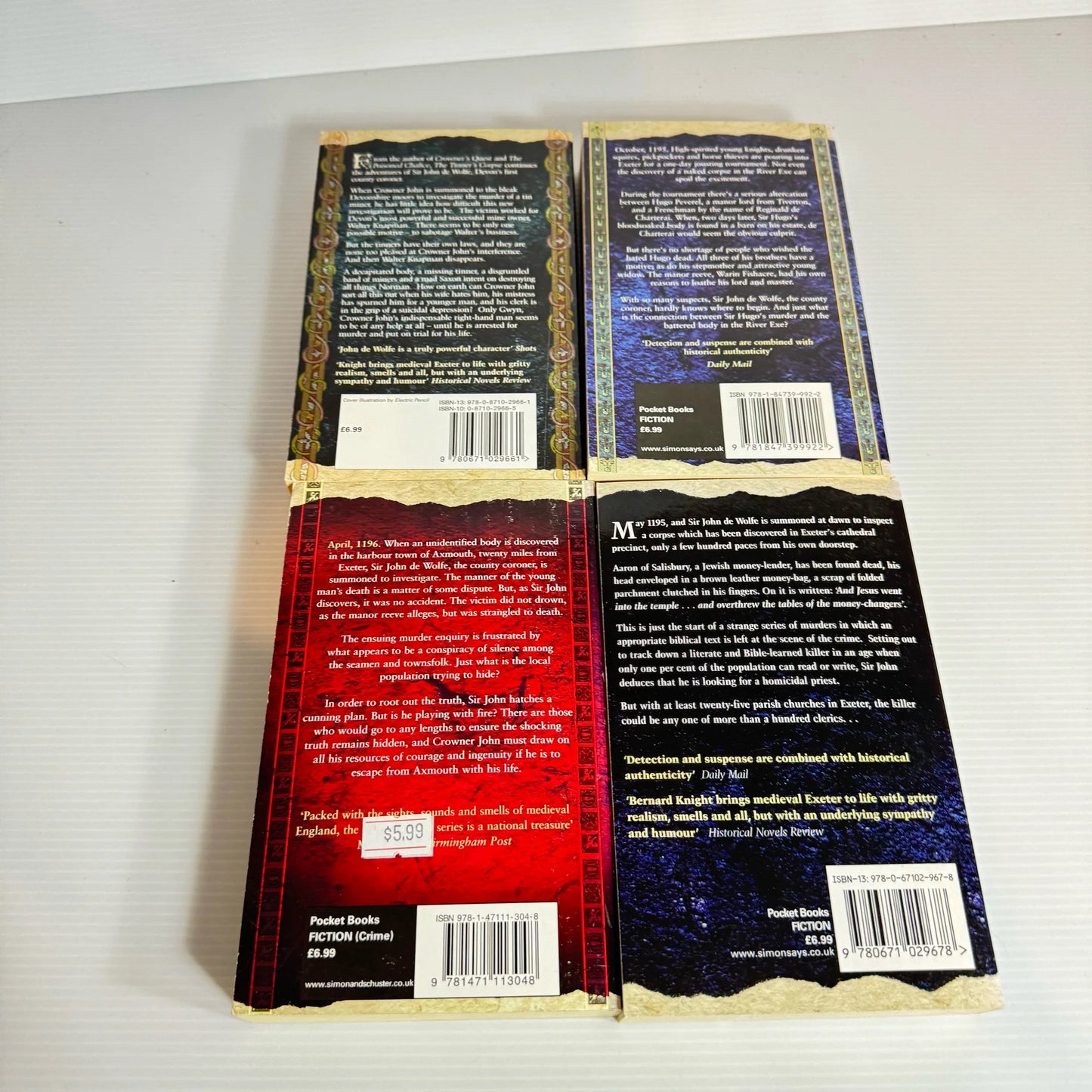 Bernard Knight Book Bundle x 4 Books : Figure of Hate, The Grim Reaper, The Tinner's Corpse, The Manor of Death (2113)