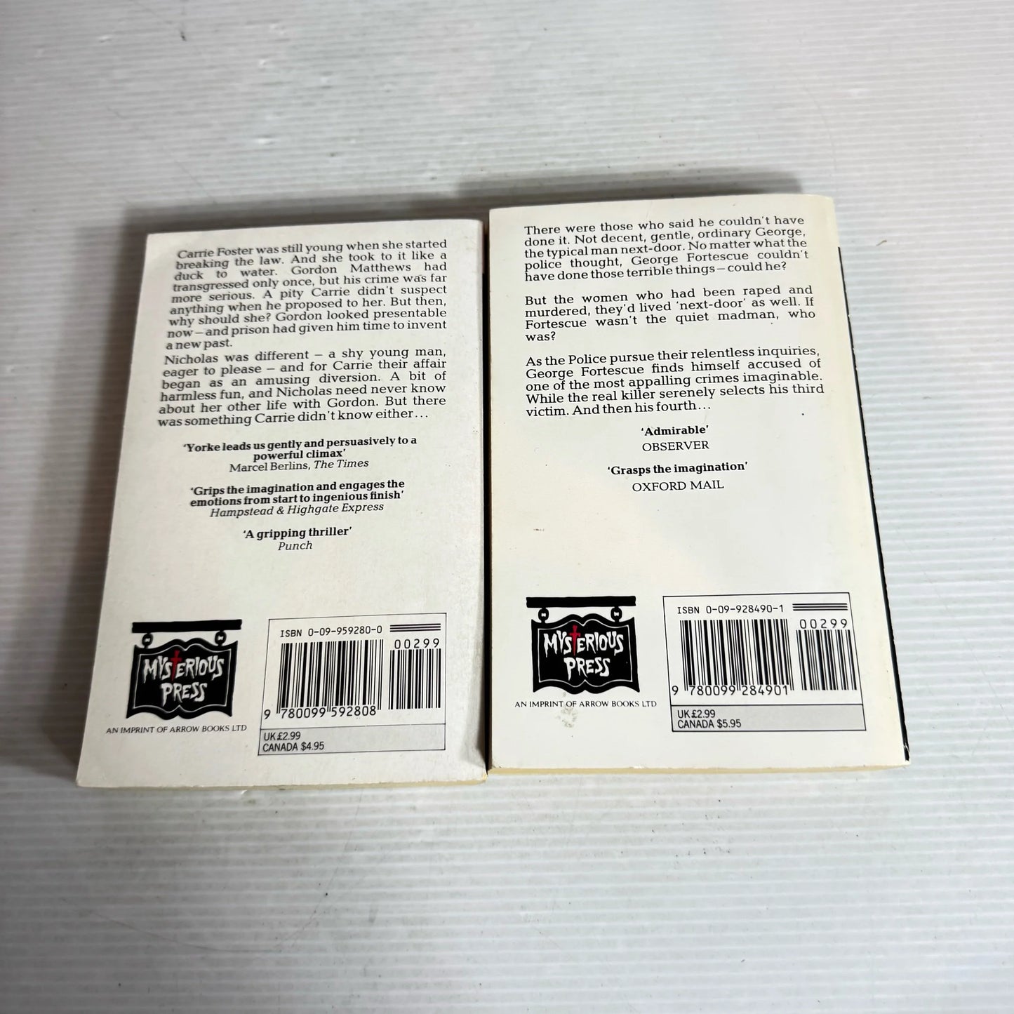 Margaret Yorke Book Bundle x 2 Books : The Hand of Death & Speak For The Dead (312)