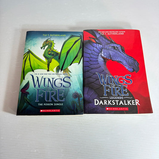 Wings of Fire Book Bundle x 2 The Poison Jungle (Book 13) & Legends : Darkstalker - Tui T. Sutherland
