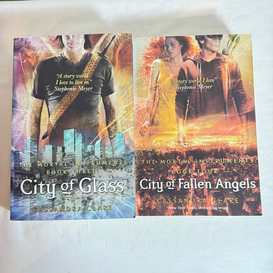 Cassandra Clare Book Bundle x 2 - Book 3 City of Glass & Book 4 City of Fallen Angles of The Mortal Instruments Series