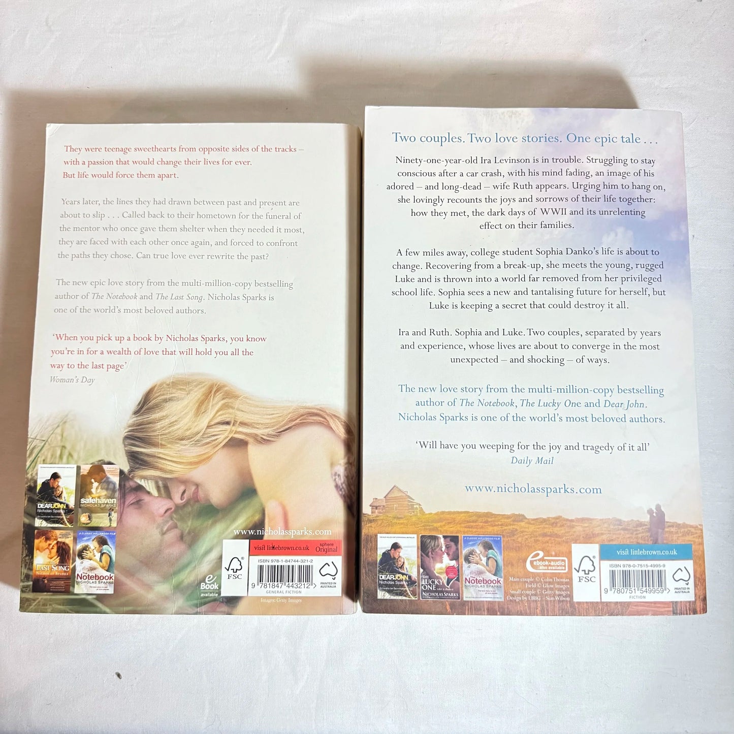 Nicholas Sparks Romance Bundle x 2 Books : The Best of Me & The Longest Ride