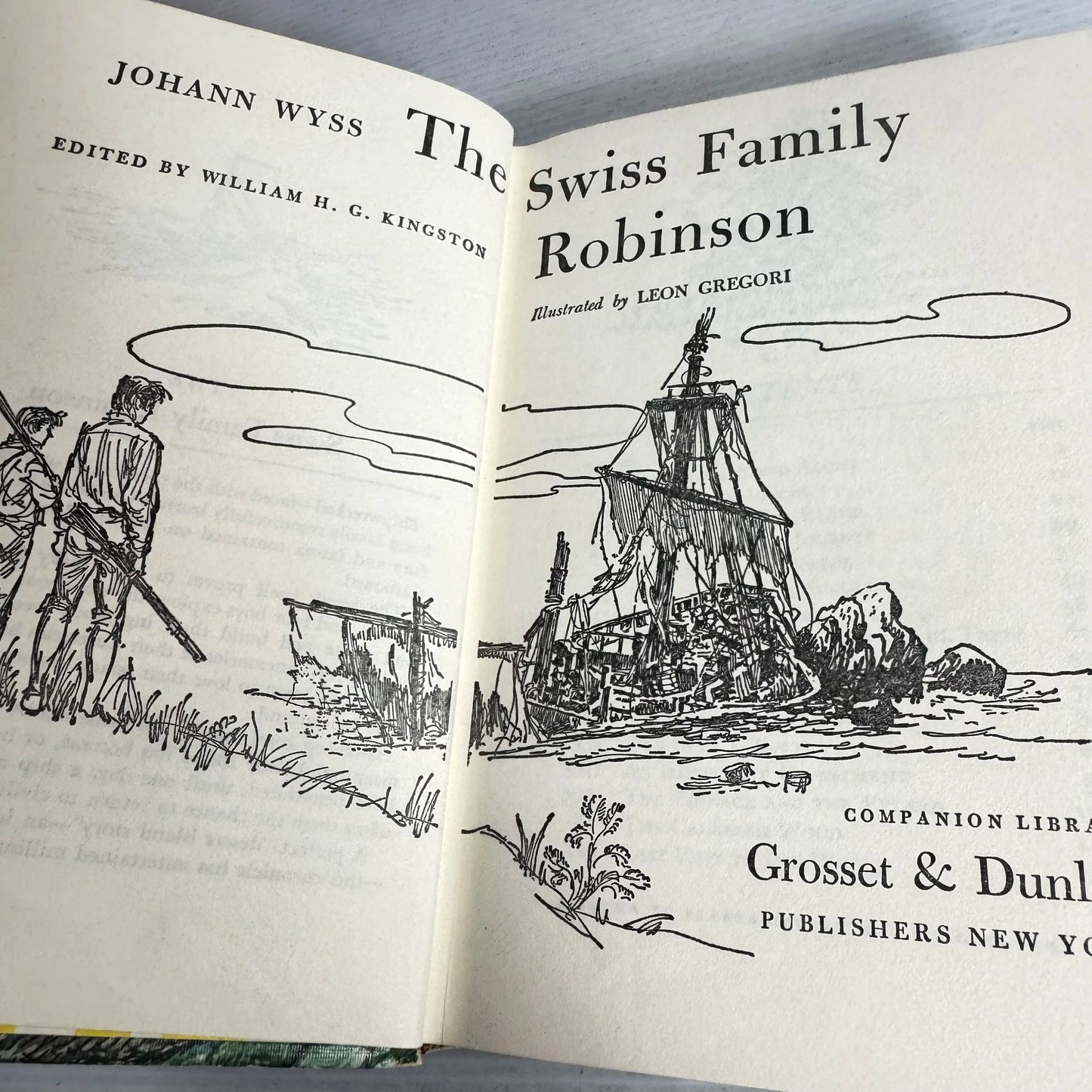 The Swiss Family Robinson & Robinson Crusoe (Double Book) - Daniel Defoe (Vintage 1963)