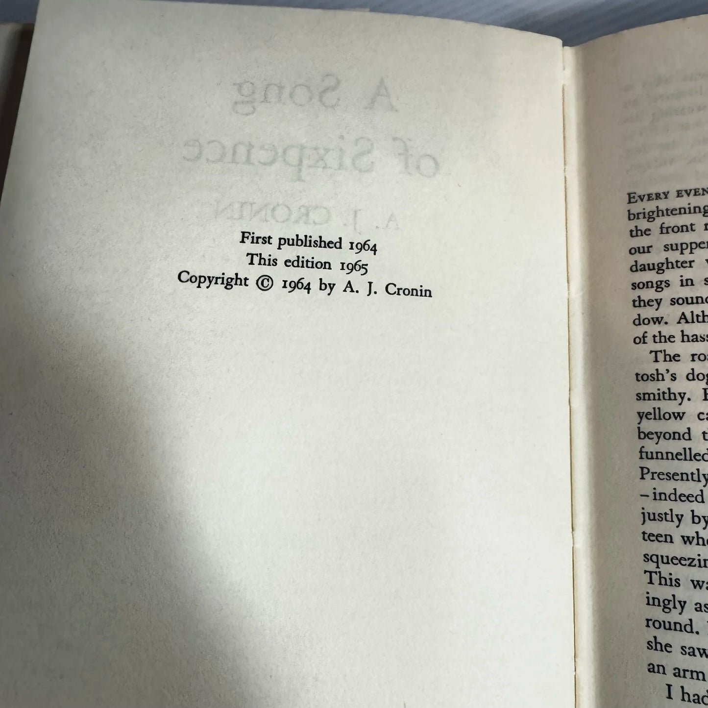 A Song Of Sixpence - A. J. Cronin (Vintage 1965)