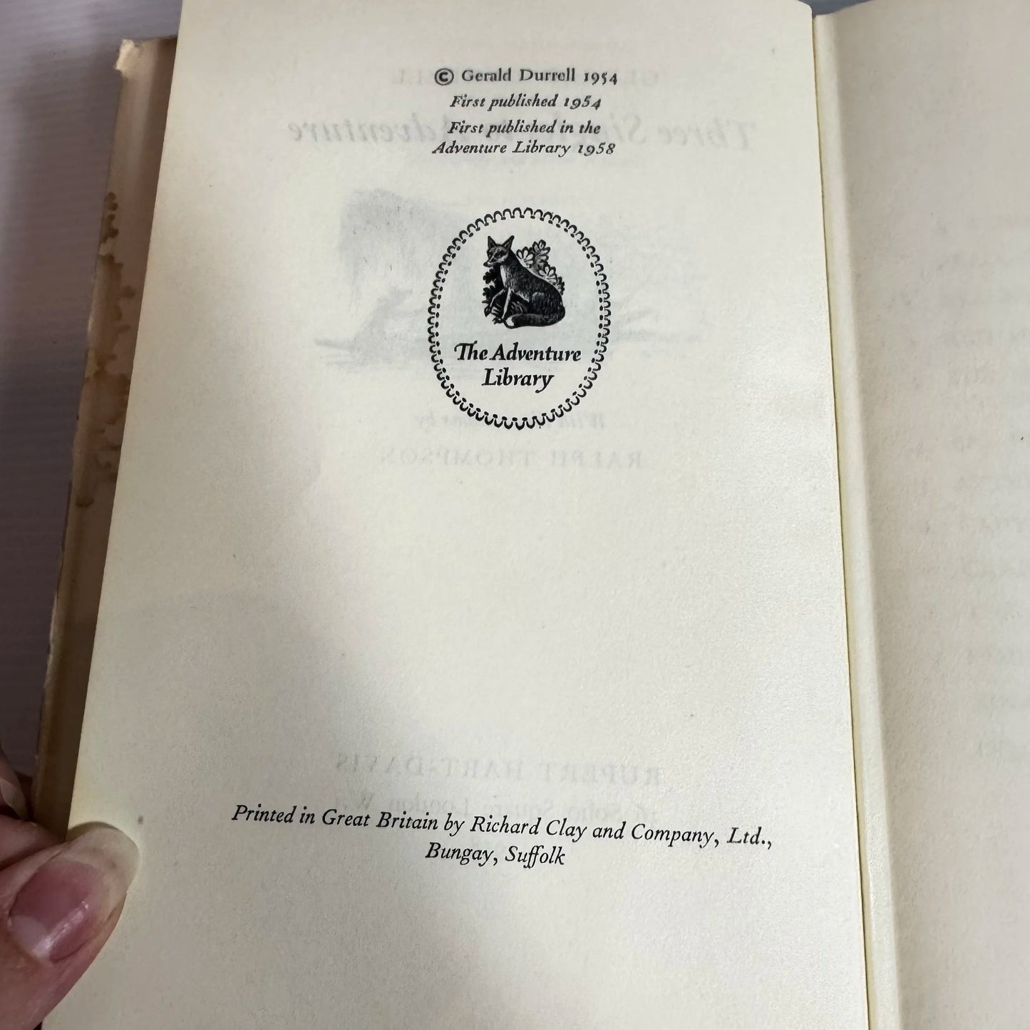 the Adventure Library: Three Singles To Adventure - Gerald Durrell (Vintage 1958)