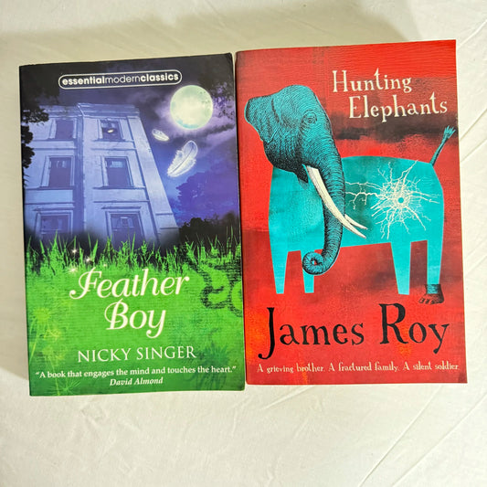 Young Adult Book Bundle x 2 - Feather Boy & Hunting Elephans
