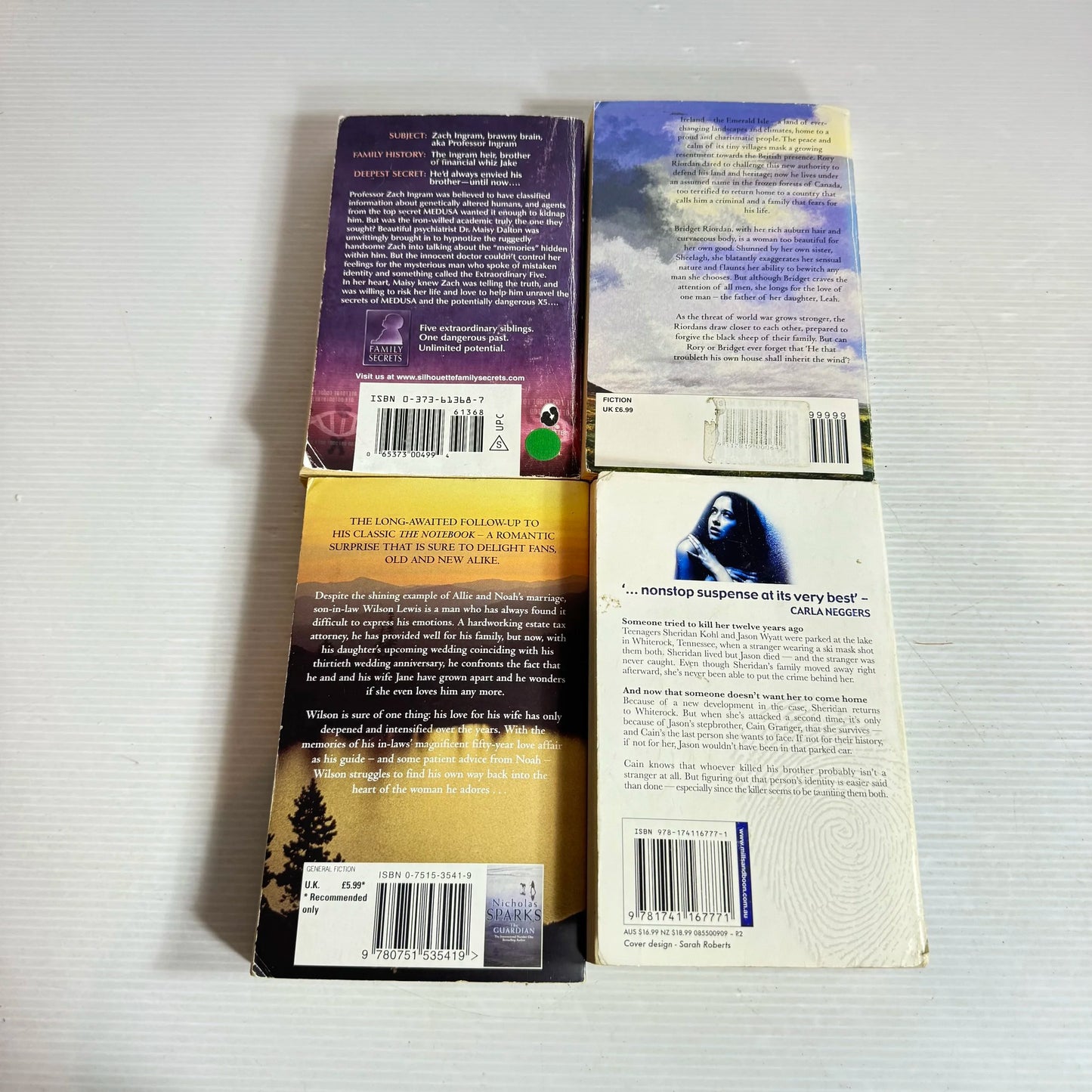 Romance Book Bundle x 4 Books : Inherit the Wind, Watch Me, Enemy Mind, The Wedding (821)