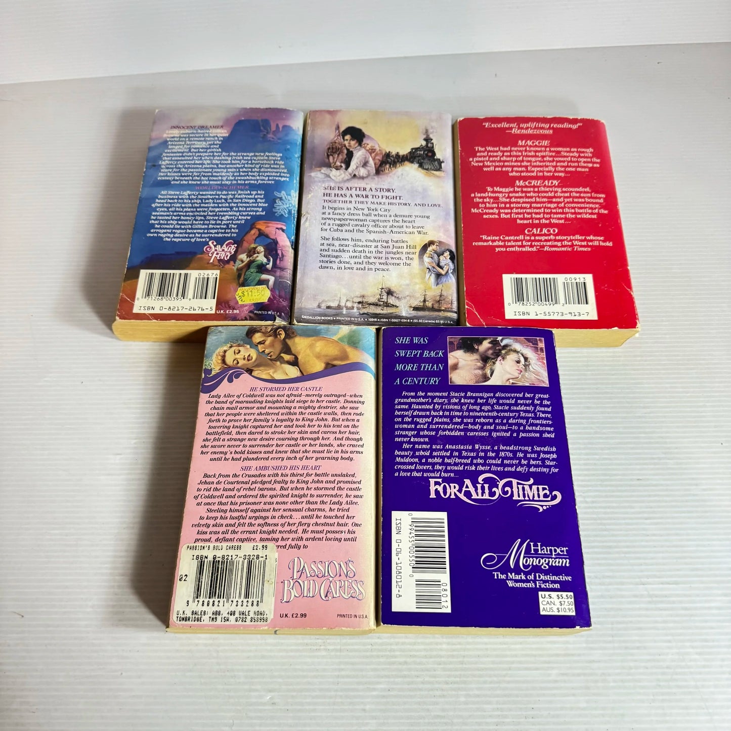Historical Romance Book Bundle x 5 Books : Various Authors (Vintage 1986-1993) (826)