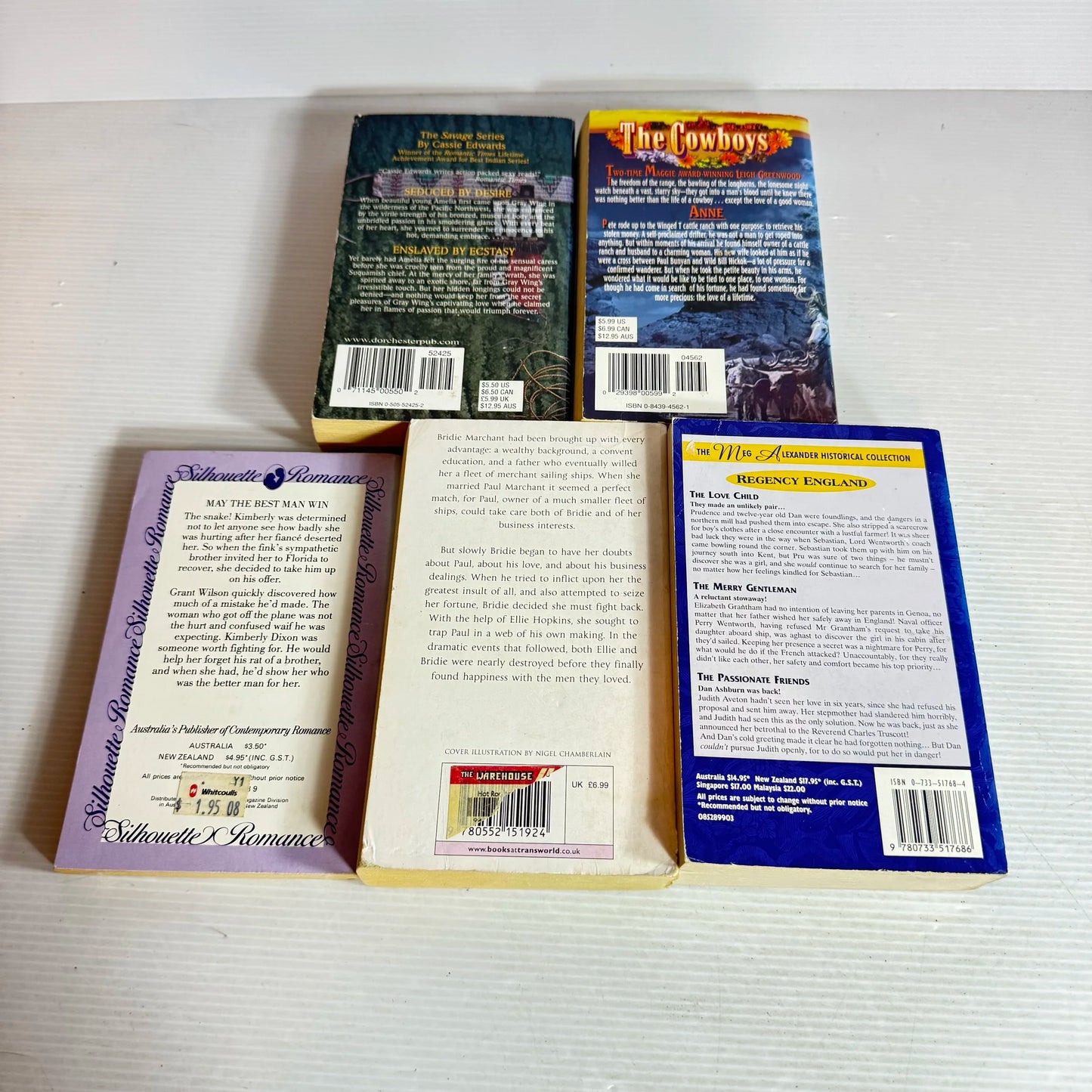 Historical Romance Book Bundle x 5 Books : Various Authors (825)