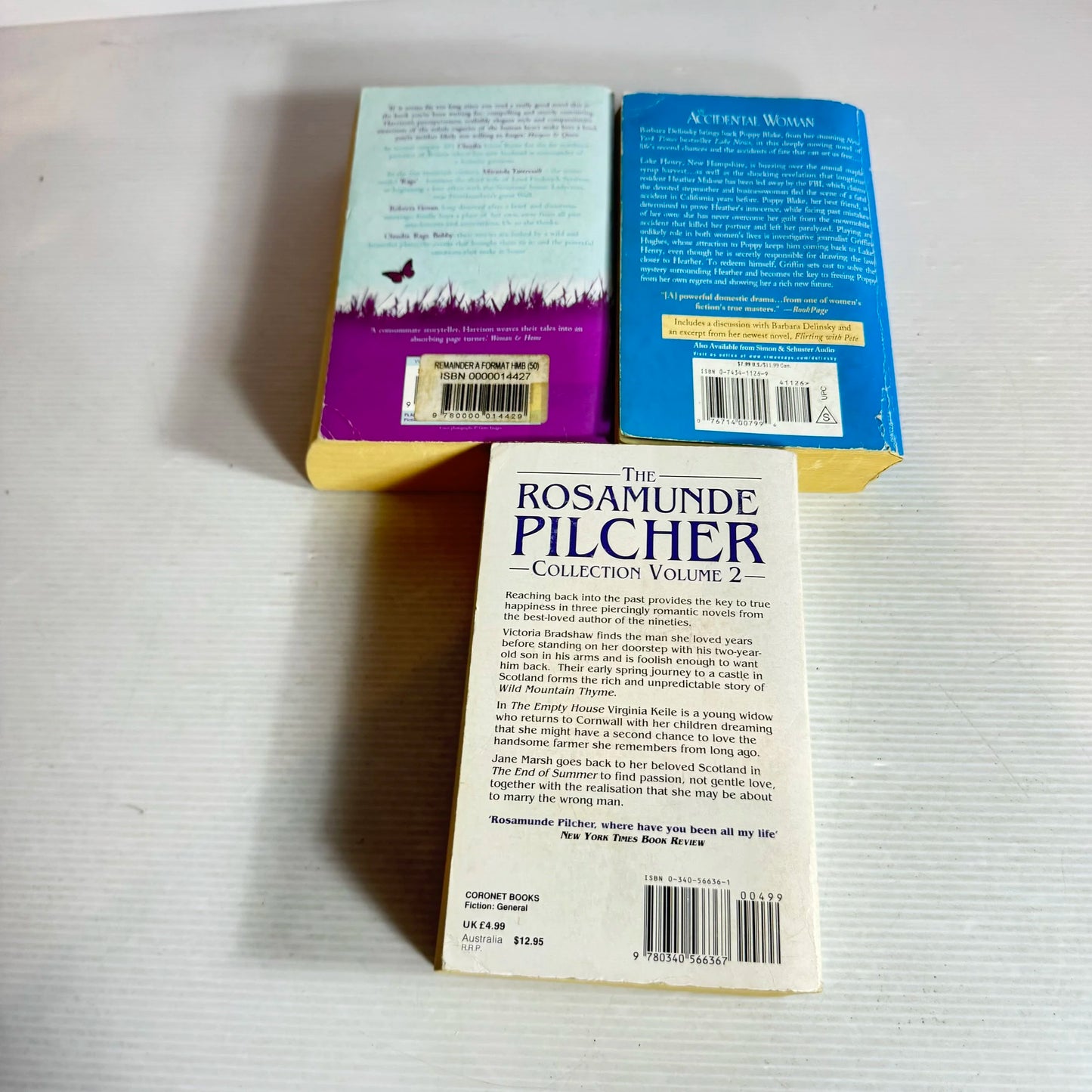 Romance Book Bundle x 3 Books : The Rosamunde Pilcher Collection Vol. 2, An Accidental Women, The Dreaming Stones (828)