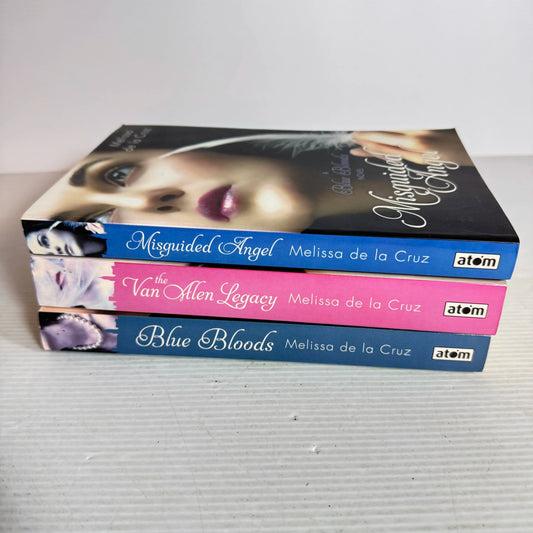 Melissa de la Cruz Blue Blood Book Bundle x 3 Books : Blue Bloods, Misguided Angel, The Van Allen Legacy (2031)