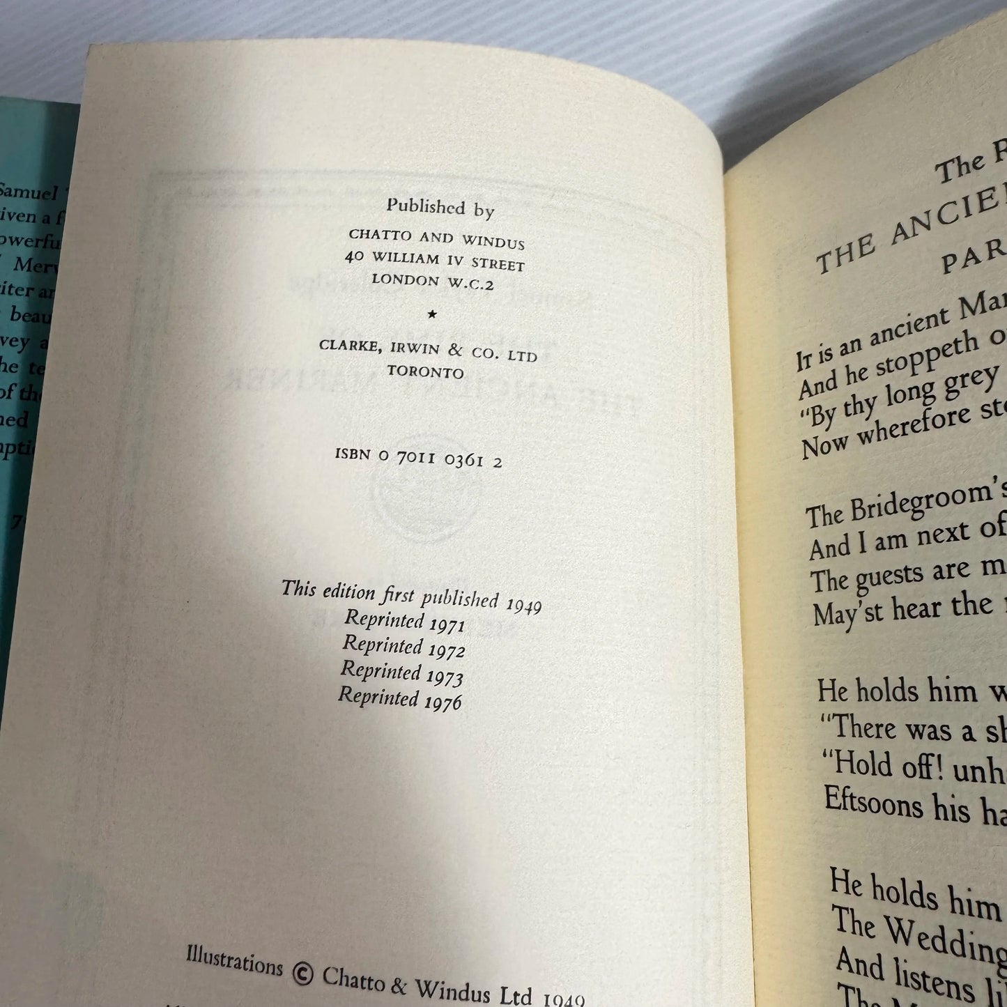 The Rime of The Ancient Mariner - Samuel Taylor Coleridge (Vintage 1976)