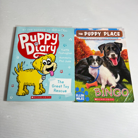 Children's Puppy Book Bundle x 2 Puppy Diary : The Great Toy Rescue & The Puppy Place : Bingo