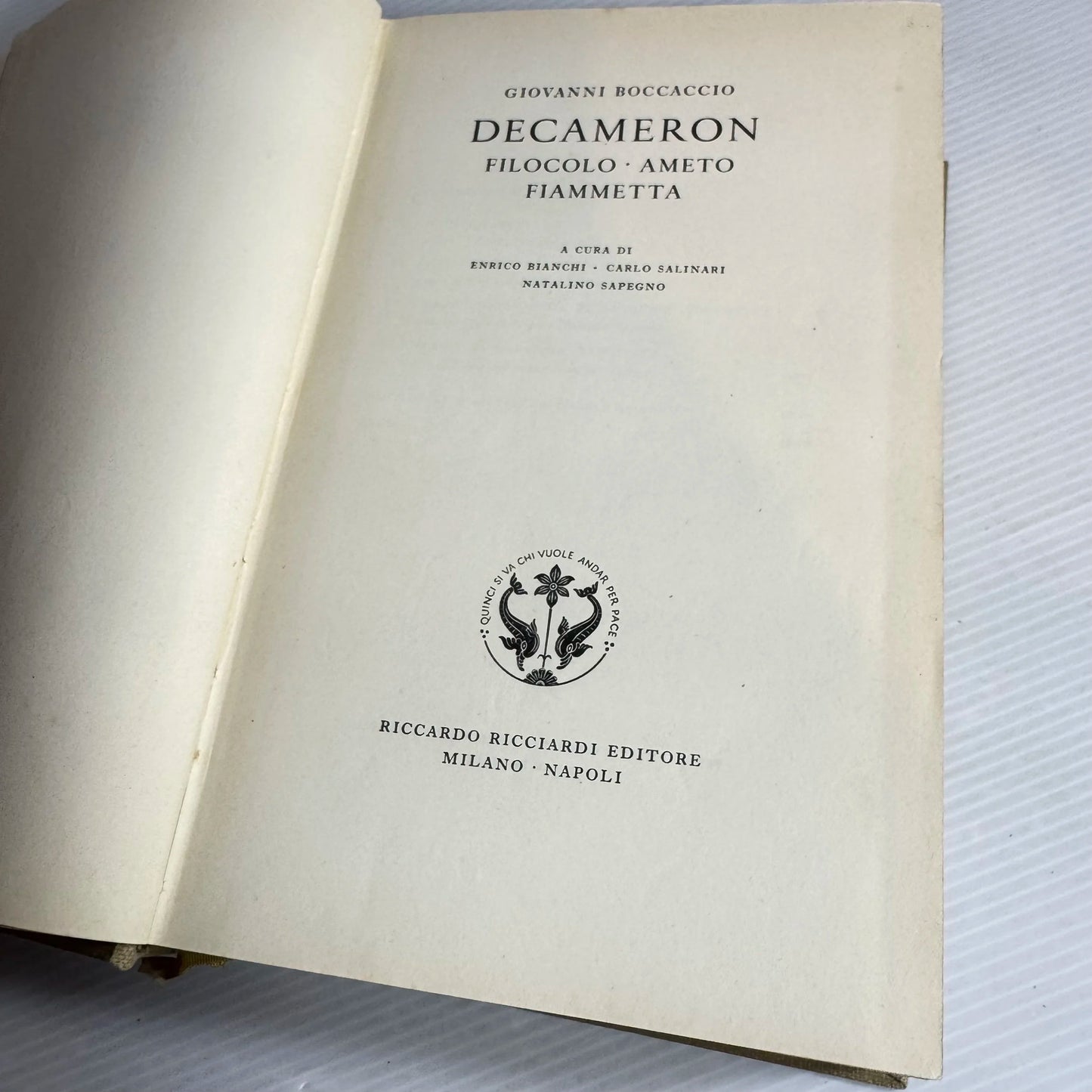 Decameron Filocolo Ameto Fiammetta - Giovanni Boccaccio (Written in Italian) (Vintage)