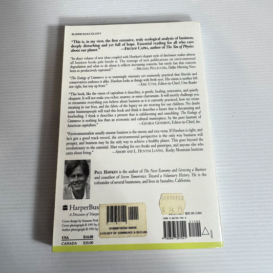 The Ecology of Commerce : A Declaration of Sustainability - Paul Hawken (Vintage 1993)
