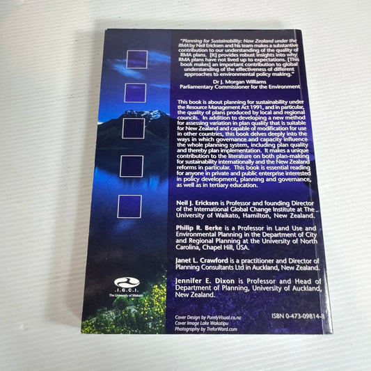 Planning for Sustainability : New Zealand Under the RMA - Ericksen/ Berke/ Crawford/ Dixon