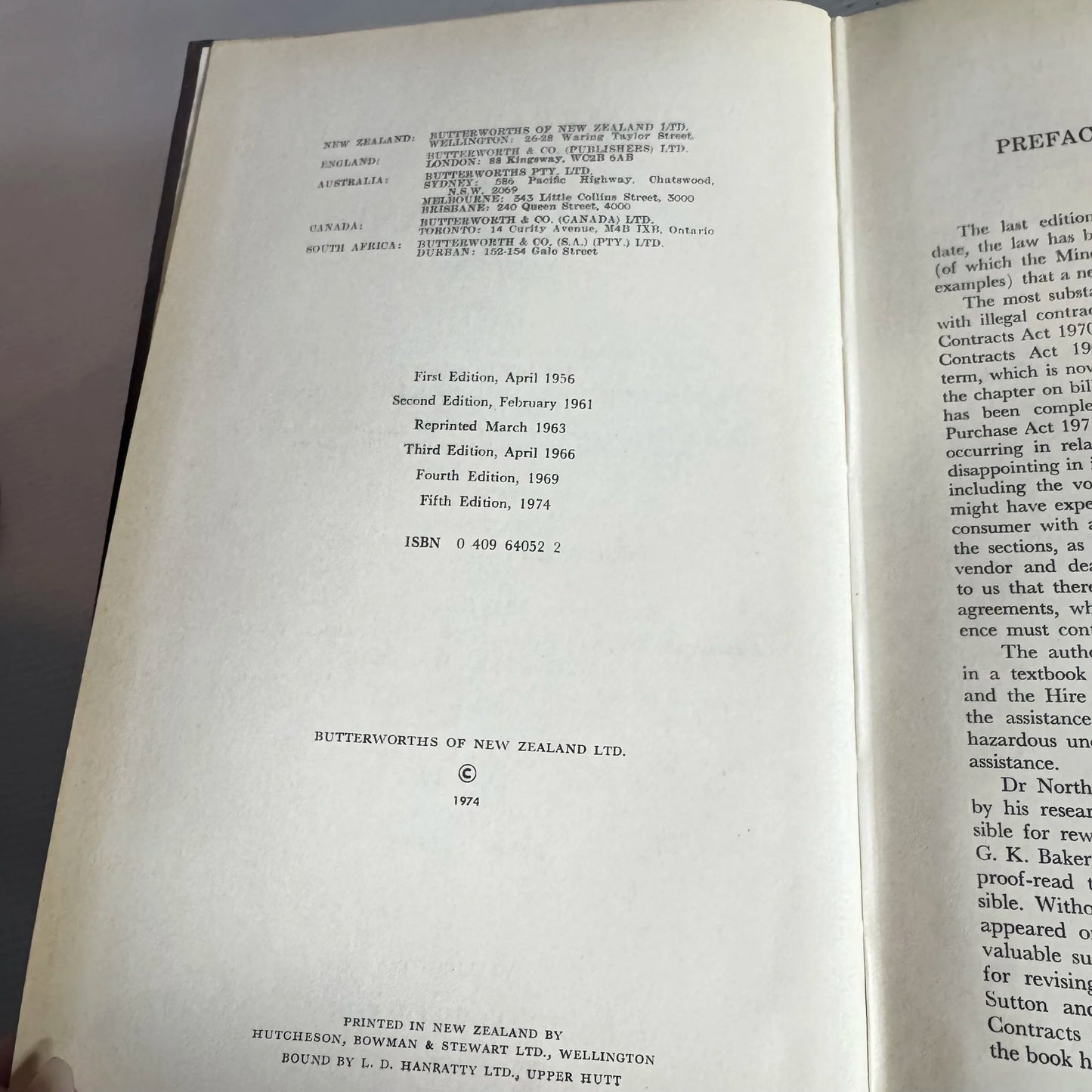Commercial Law in New Zealand Fifth Edition - Butterworths (Vintage 1974)